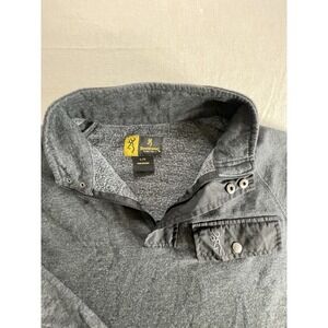 Browning Men L Charcoal  1/4 Zip Pullover Fleece Lined Hunting Shirt SZ M-L